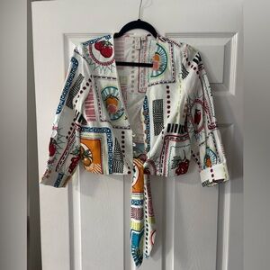 Joie Linen Blend Tomato Vegetable Tie Top Size Small